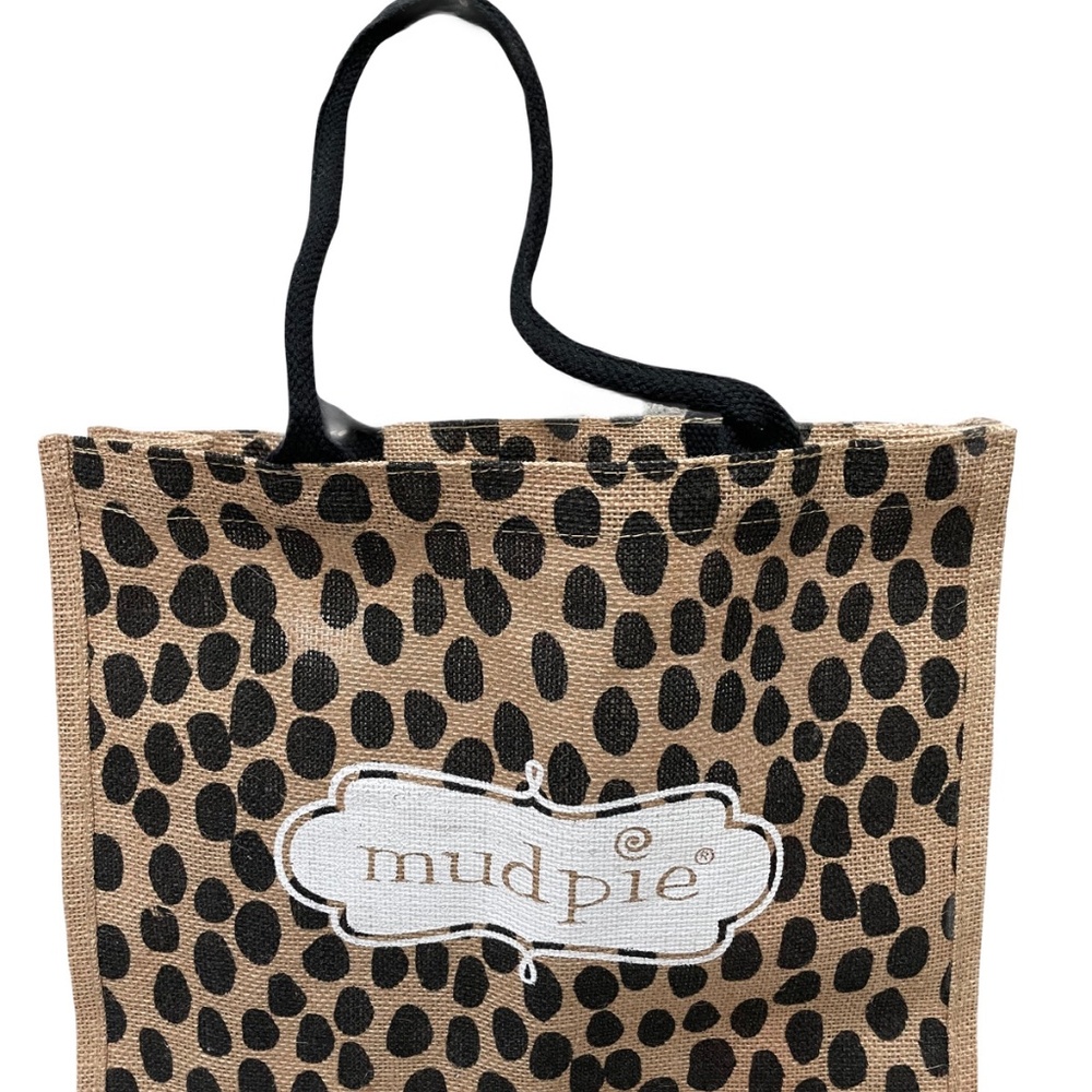 ❤️ MUDPIE MUD PIE BURLAP ANIMAL PRINT TOTE BAG NWOT